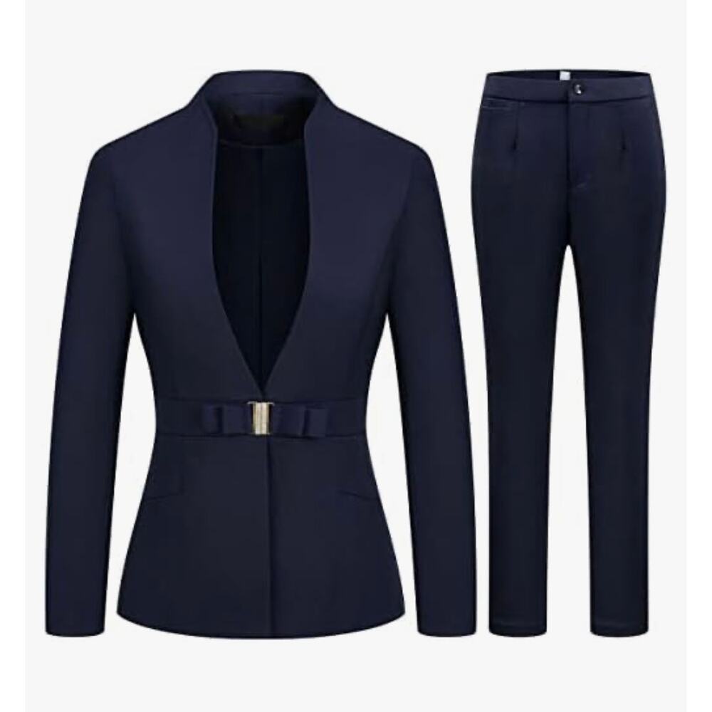 Modful Women's Business Pant Suit Set 2 Piece Navy Size S